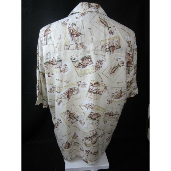 RINGO SPORT VTG 1990s Men Hawaiian ALOHA shirt XL 25" p2p rayon sailboat fishing - Picture 6 of 8